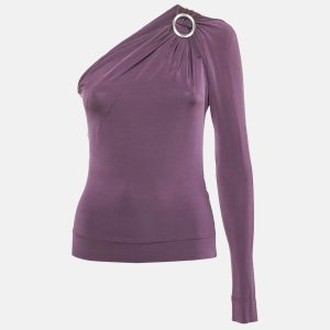 Just Cavalli Purple Jersey One Shoulder Top M, Shirts & Tops - Luxury Closet catalog