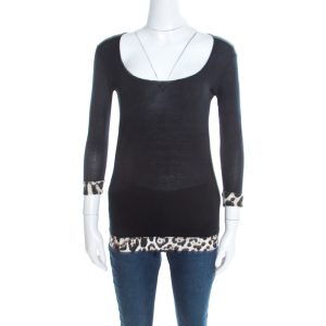 Just Cavalli Black Jersey Animal Printed Trim Scoop Neck T-Shirt S, Shirts & Tops - Luxury Closet catalog