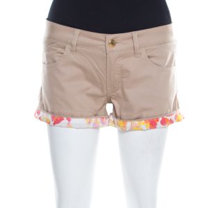 Just Cavalli Beige Stretch Cotton Contrast Cuff Detail Mini Shorts S, Shorts - Luxury Closet catalog