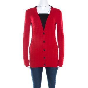 Just Cavalli Bicolor Textured Knit Wool Button Front Cardigan XS, Sweaters & Cardigans - Luxury Closet catalog