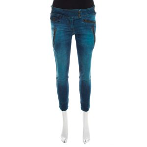 Just Cavalli Indigo Pigment Overdyed Denim Zipper Detail Tapered Jeans S, Jeans - Luxury Closet catalog