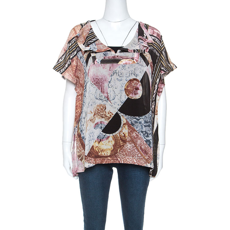 Just Cavalli Multicolor Printed Silk Top M, Shirts & Tops - Luxury Closet catalog