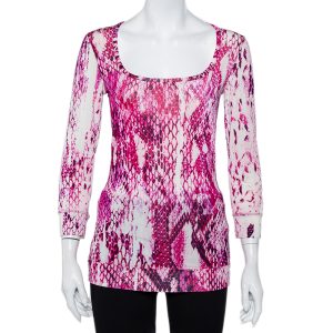 Just Cavalli Pink Animal Printed Knit Scoop Neck T-Shirt S, Shirts & Tops - Luxury Closet catalog