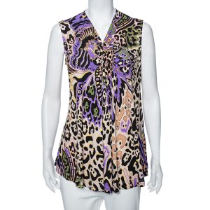 Just Cavalli Multicolored Printed Silk Knit Sleeveless Top M, Shirts & Tops - Luxury Closet catalog