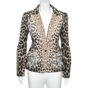 Just Cavalli Brown Animal Printed Denim Button Front Blazer S, Coats & Jackets - Luxury Closet catalog