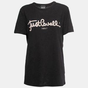 Just Cavalli Black Logo Print Cotton Crew Neck T-Shirt L, Shirts & Tops - Luxury Closet catalog