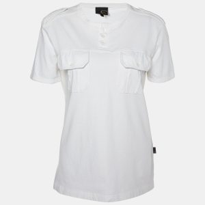 Just Cavalli White Cotton Knit Round Neck T-Shirt L, Shirts & Tops - Luxury Closet catalog