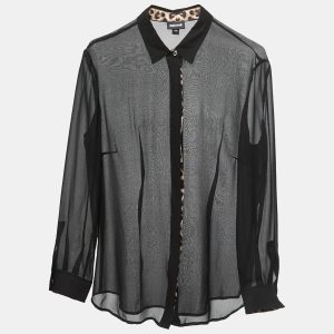 Just Cavalli Black Chiffon Button Front Sheer Shirt Blouse M, Shirts & Tops - Luxury Closet catalog