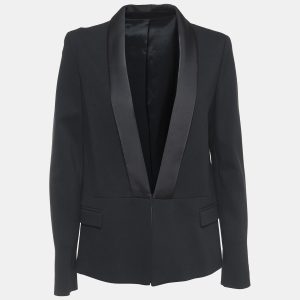karl Lagerfeld Black Knit Satin Panel Single Breasted Blazer M, Coats & Jackets - Luxury Closet catalog