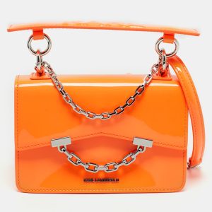 Karl Lagerfeld Neon Orange Patent Leather K/Karl Seven Top Handle Bag, Satchels - Luxury Closet catalog