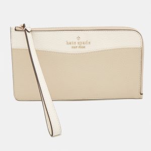 Kate Spade Beige/Cream Leather L Zip Wristlet Wallet, Clutches & Special Occasion Bags - Luxury Closet catalog