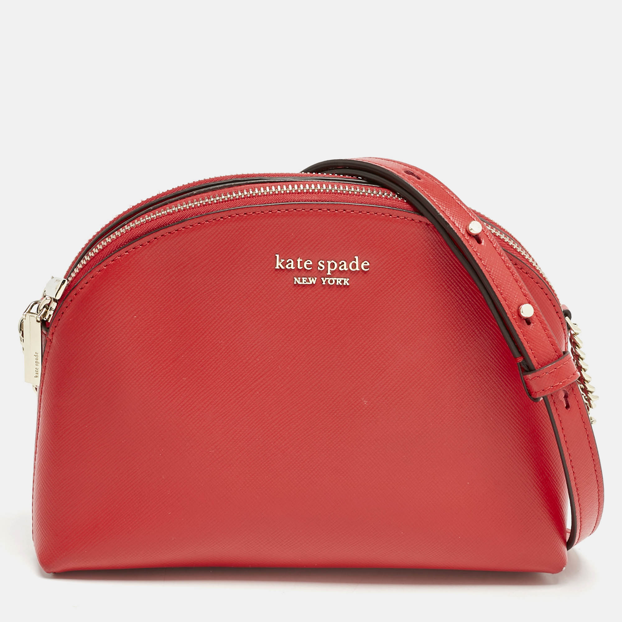 Kate Spade Red Leather Spencer Small Double Zip Crossbody Bag, Handbags - Luxury Closet catalog