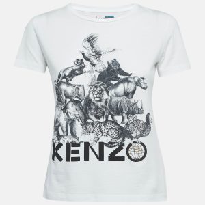 Kenzo White Animal Printed Cotton Knit T-Shirt S, Shirts & Tops - Luxury Closet catalog