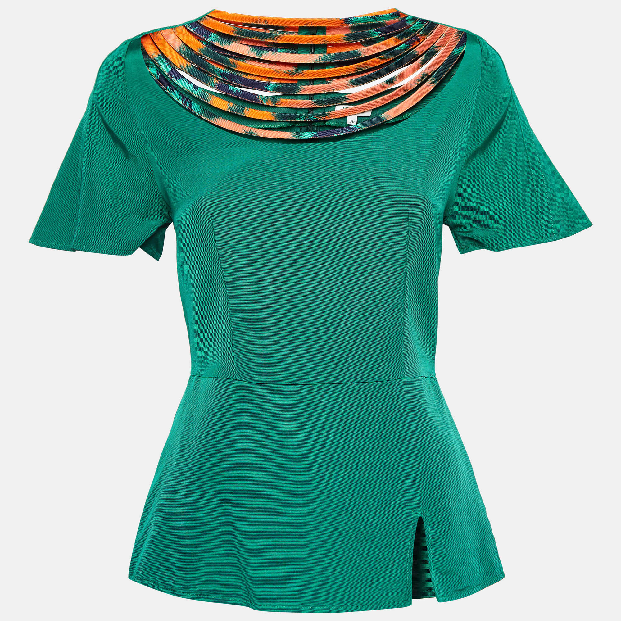 Kenzo Green Cotton Blend Patterned Neck Top S, Shirts & Tops - Luxury Closet catalog