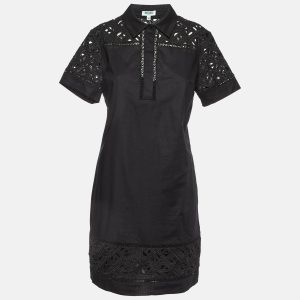 Kenzo Black Cotton Poplin Lace Detailed Short Sleeve Dress M, Dresses - Luxury Closet catalog