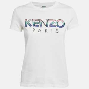 Kenzo White Embellished Logo Jersey T-shirt S, Shirts & Tops - Luxury Closet catalog