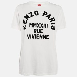 Kenzo White Logo Flock Print Cotton T-Shirt S, Shirts & Tops - Luxury Closet catalog