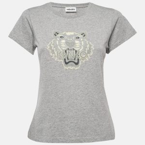 Kenzo Grey Tiger Logo Flocked Jersey T-Shirt S, Shirts & Tops - Luxury Closet catalog