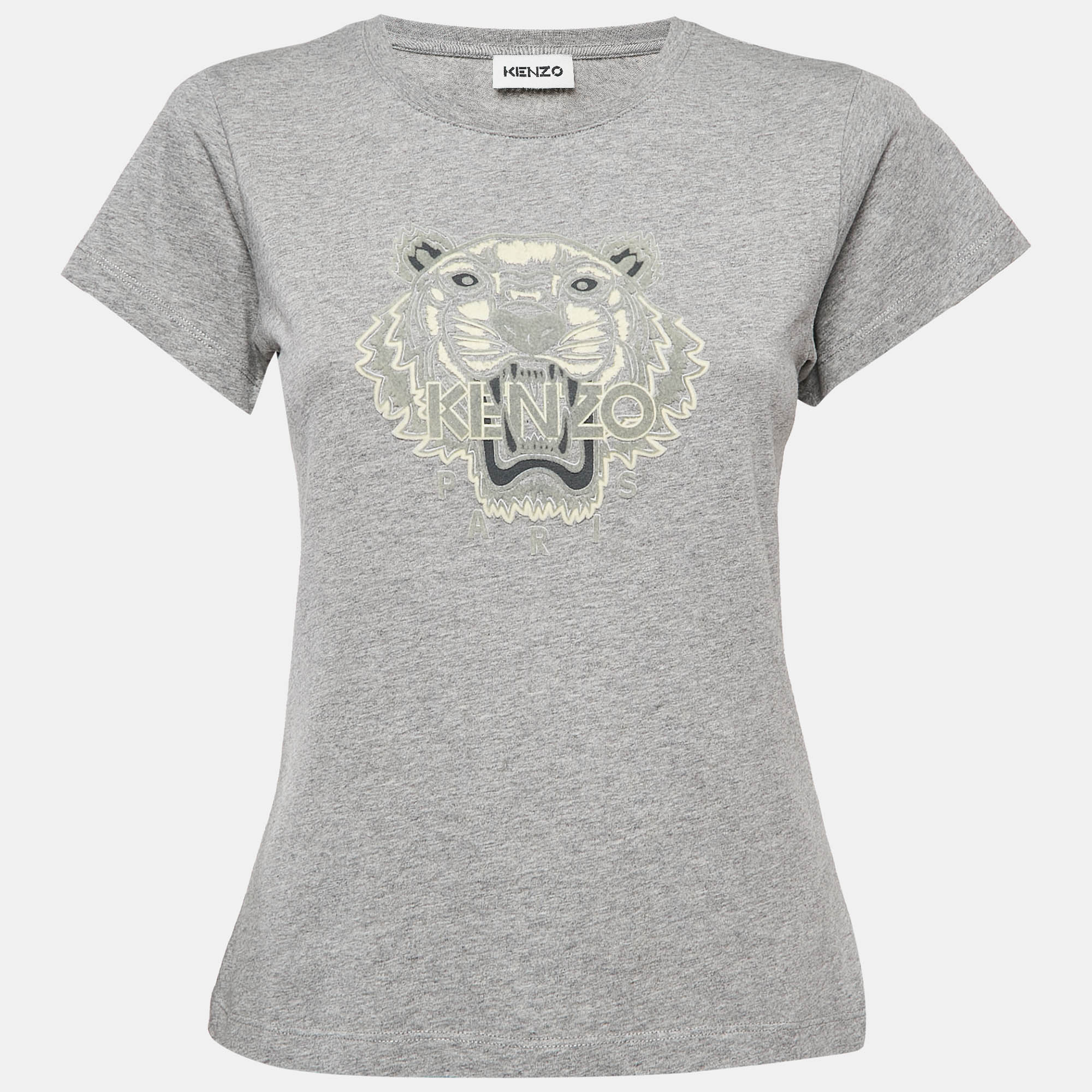 Kenzo Grey Tiger Logo Flocked Jersey T-Shirt S, Shirts & Tops - Luxury Closet catalog