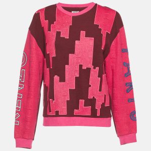 Kenzo Burgundy/Pink Block Pattern Wool Sweatshirt L, Sweaters & Cardigans - Luxury Closet catalog