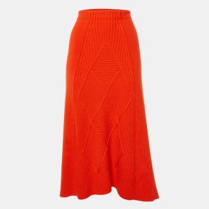 Kenzo Orange Wool Rib Knit Midi Skirt L, Skirts - Luxury Closet catalog