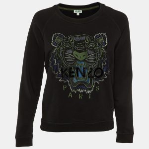 Kenzo Black Tiger Embroidered Cotton Crew Neck Sweatshirt S, Sweaters & Cardigans - Luxury Closet catalog
