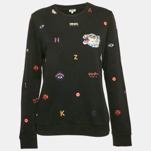 Kenzo Black Over All Print Cotton Crewneck Sweatshirt L, Sweaters & Cardigans - Luxury Closet catalog