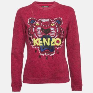 Kenzo Pink Tiger Embroidered Cotton Long Sleeve Sweatshirt S, Sweaters & Cardigans - Luxury Closet catalog