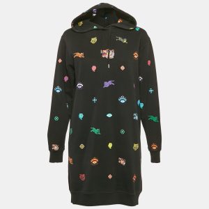 Kenzo Black Tiger Print Cotton Knit Hooded Mini Dress S, Dresses - Luxury Closet catalog