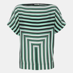 Kenzo Green Stripe Silk Tunic Blouse L, Shirts & Tops - Luxury Closet catalog