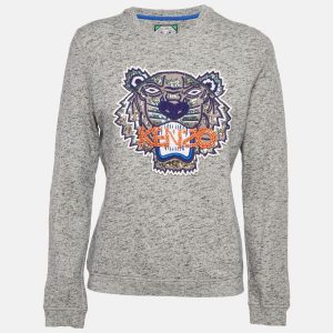 Kenzo Grey Tiger Embellished Cotton Crew Neck Sweatshirt M, Sweaters & Cardigans - Luxury Closet catalog