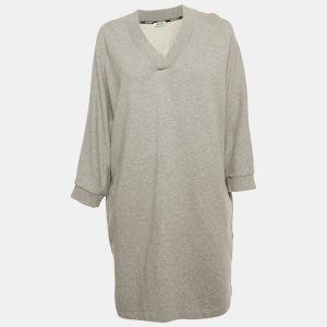 Kenzo Grey Cotton Knit V-Neck Sweatshirt Dress L, Dresses - Luxury Closet catalog
