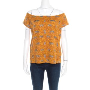 Kenzo Mustard Scribble Print Cotton Off Shoulder Top XL, Shirts & Tops - Luxury Closet catalog