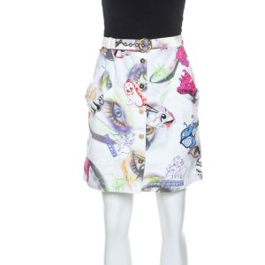 Kenzo White Printed Cotton Visage Button Down Skirt M, Skirts - Luxury Closet catalog