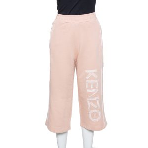 Kenzo Salmon Pink Knit Logo Printed Cropped Track Pants XS, Clothing - Luxury Closet catalog