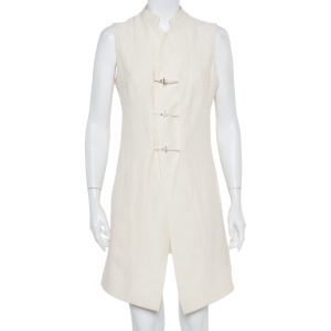 Kenzo Cream Embroidered Linen Mid Length Vest L, Coats & Jackets - Luxury Closet catalog