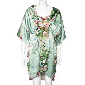 Kenzo Mint Green Floral Print Linen Blend Double Breasted Coat M, Coats & Jackets - Luxury Closet catalog