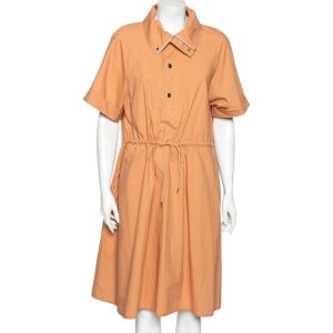 Kenzo Orange Cotton Drawstring Waist Tie Detail Shirt Dress S, Dresses - Luxury Closet catalog