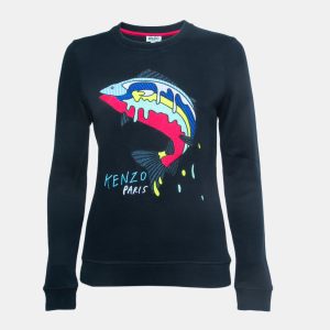 Kenzo Navy Blue Logo Shark Embroidered Cotton Crew Neck Sweatshirt S, Sweaters & Cardigans - Luxury Closet catalog