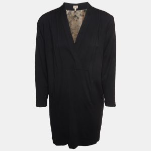 Kenzo Black Wool Blend V-Neck Mini Dress M, Dresses - Luxury Closet catalog