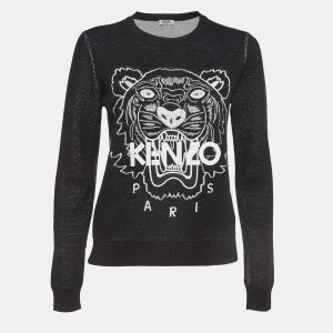 Kenzo Black Tiger Logo Embroidered Wool Blend Crew Neck Sweater S, Sweaters & Cardigans - Luxury Closet catalog