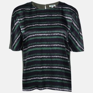 Kenzo Green Printed Silk Short Sleeve Top M, Shirts & Tops - Luxury Closet catalog