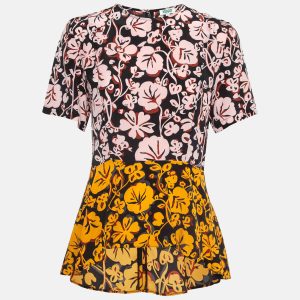 Kenzo Multicolor Floral Print Silk Flared Top M, Shirts & Tops - Luxury Closet catalog