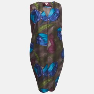 Kenzo Multicolor Tulip Print Silk Midi Dress M, Dresses - Luxury Closet catalog
