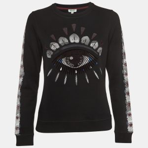 Kenzo Black Evil Eye Embroidered & Printed Cotton Knit Sweatshirt M, Sweaters & Cardigans - Luxury Closet catalog