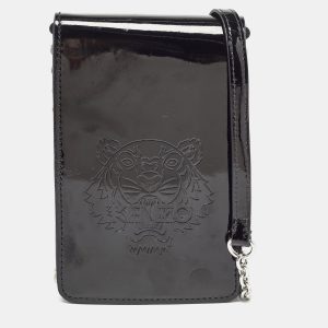 Kenzo Black Tiger Head Embossed Patent Leather Flap Crossbody Bag, Handbags - Luxury Closet catalog