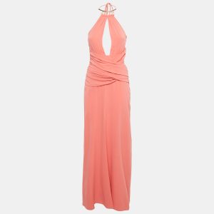 La Perla Pink Silk Halter Neck Draped Maxi Dress M, Dresses - Luxury Closet catalog