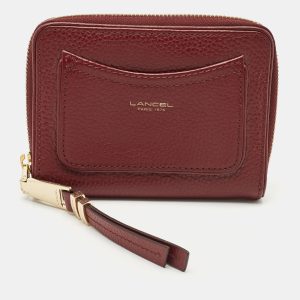 Lancel Burgundy Leather Zip Compact Wallet, Wallets & Money Clips - Luxury Closet catalog
