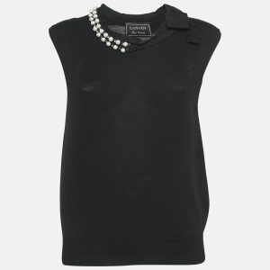 Lanvin Black Knit Embellished Neck Sleeveless Top M, Shirts & Tops - Luxury Closet catalog