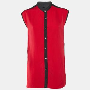Lanvin Pink & Black Sleeveless Button Front Shirt M, Shirts & Tops - Luxury Closet catalog